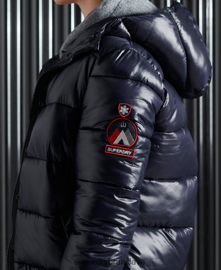 Superdry ženy vysoká lesklá bunda na hračky 6B4ZTR3853 oblečenie námorníctvo