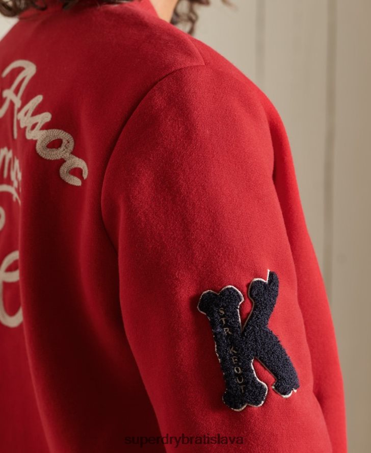 Superdry ženy vysokoškolská džersejová bomber bunda 6B4ZTR6003 oblečenie červená