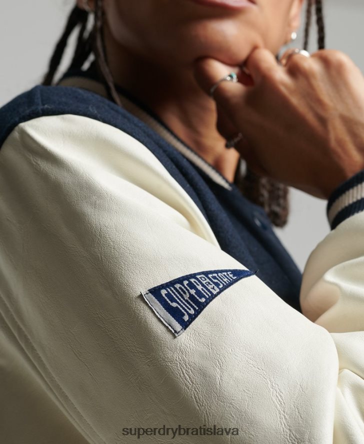 Superdry ženy vysokoškolský univerzitný bomber 6B4ZTR3784 oblečenie námorníctvo