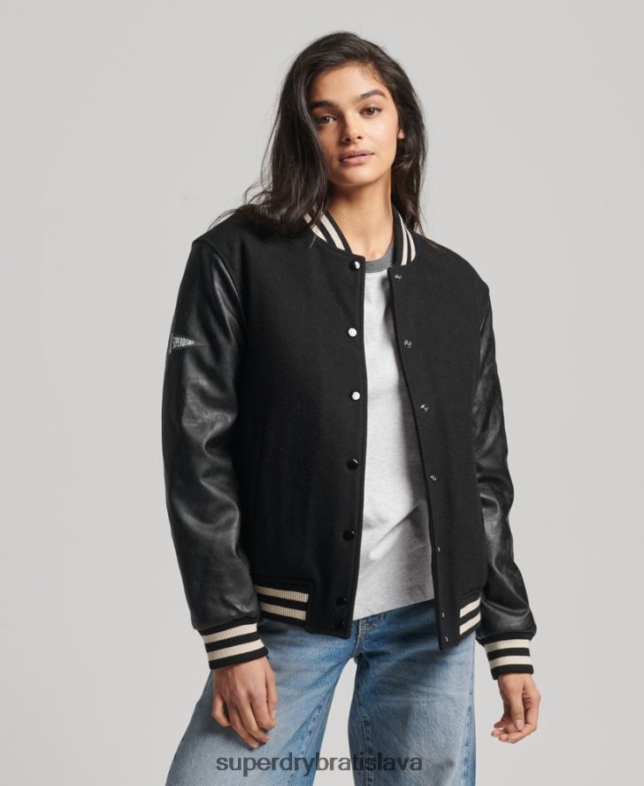 Superdry ženy vysokoškolský univerzitný bomber 6B4ZTR5409 oblečenie tmavošedý