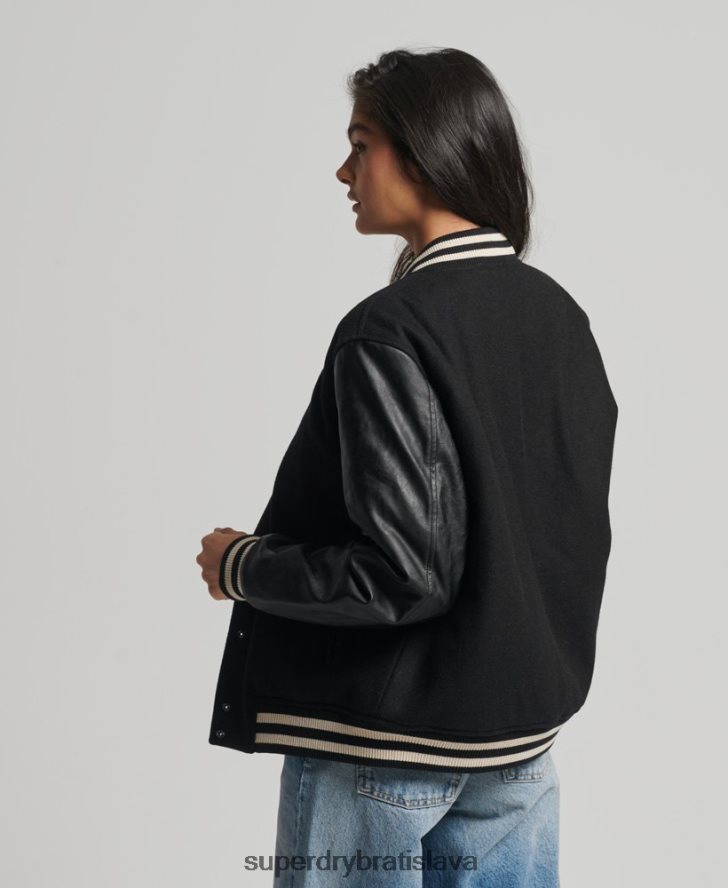 Superdry ženy vysokoškolský univerzitný bomber 6B4ZTR5409 oblečenie tmavošedý