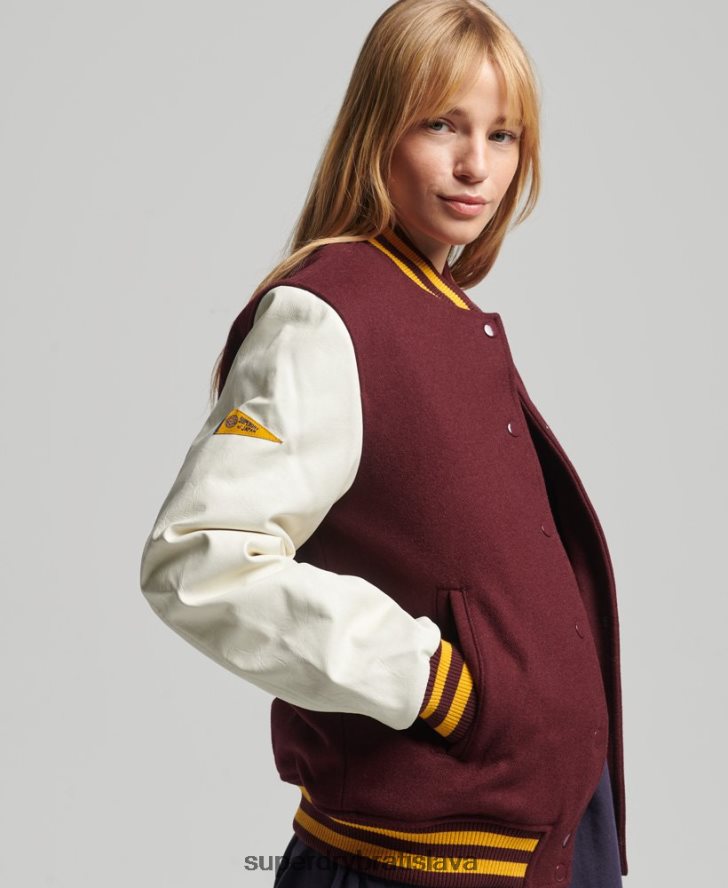 Superdry ženy vysokoškolský univerzitný bomber 6B4ZTR5419 oblečenie červená