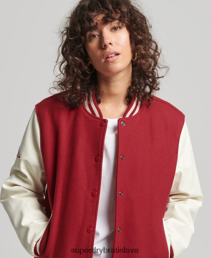 Superdry ženy vysokoškolský univerzitný bomber 6B4ZTR5427 oblečenie červená
