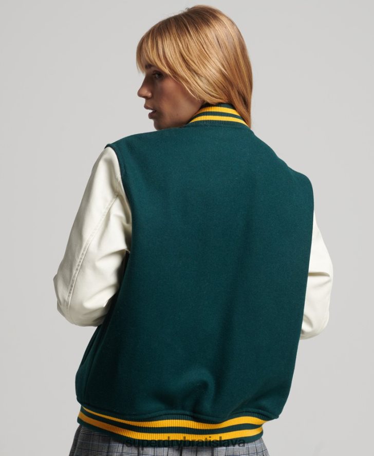 Superdry ženy vysokoškolský univerzitný bomber 6B4ZTR5636 oblečenie zelená
