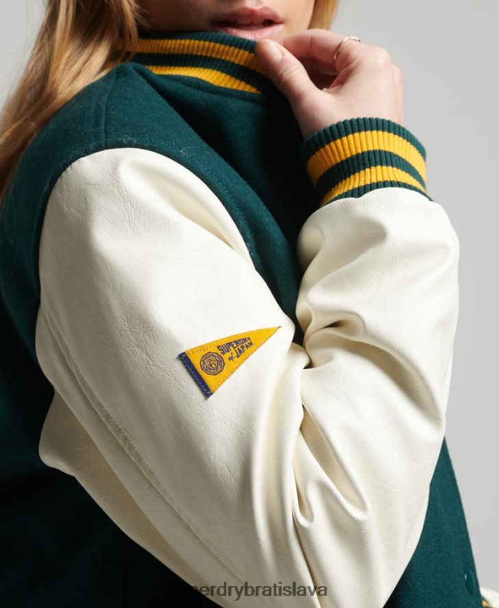 Superdry ženy vysokoškolský univerzitný bomber 6B4ZTR5636 oblečenie zelená