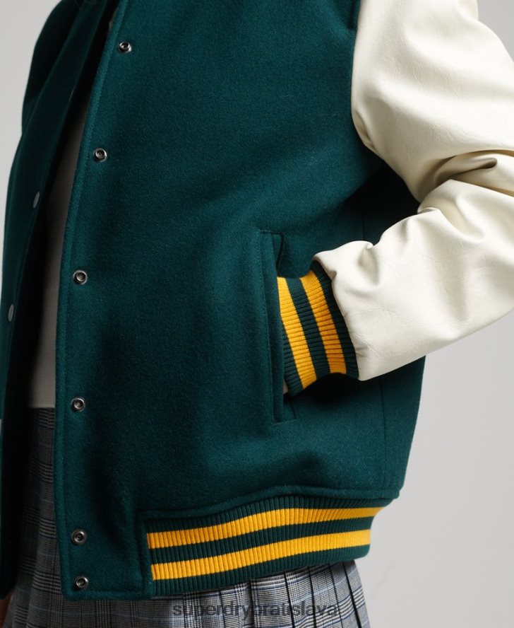 Superdry ženy vysokoškolský univerzitný bomber 6B4ZTR5636 oblečenie zelená