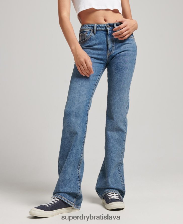 Superdry ženy Slim flare džínsy so stredným vzostupom z organickej bavlny 6B4ZTR3872 oblečenie tmavomodrá