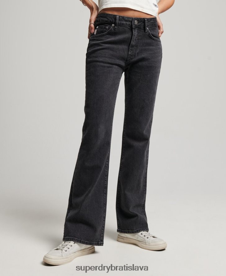 Superdry ženy Slim flare džínsy so stredným vzostupom z organickej bavlny 6B4ZTR3876 oblečenie čierna