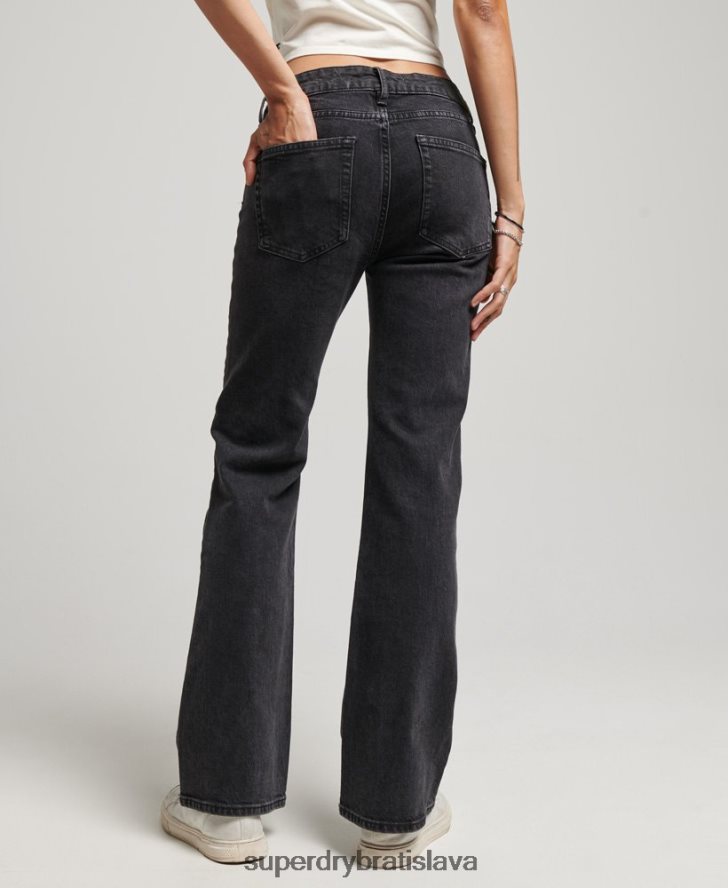 Superdry ženy Slim flare džínsy so stredným vzostupom z organickej bavlny 6B4ZTR3876 oblečenie čierna