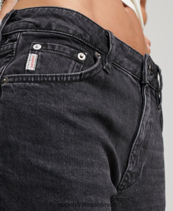 Superdry ženy Slim flare džínsy so stredným vzostupom z organickej bavlny 6B4ZTR3876 oblečenie čierna