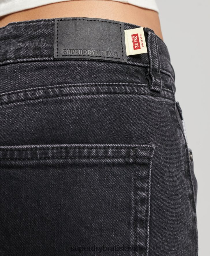 Superdry ženy Slim flare džínsy so stredným vzostupom z organickej bavlny 6B4ZTR3876 oblečenie čierna