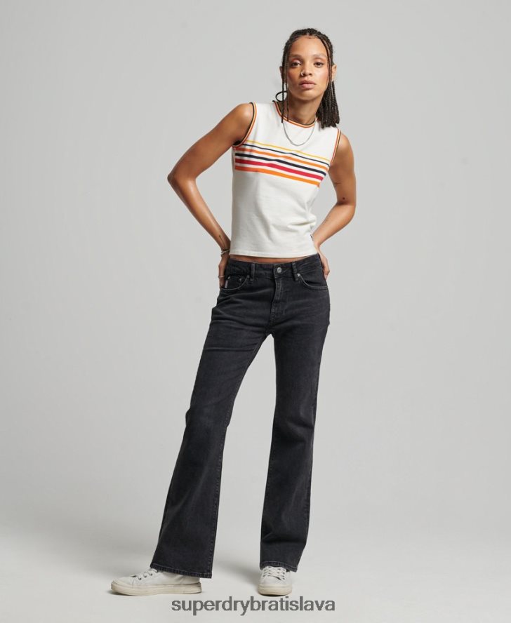 Superdry ženy Slim flare džínsy so stredným vzostupom z organickej bavlny 6B4ZTR3876 oblečenie čierna