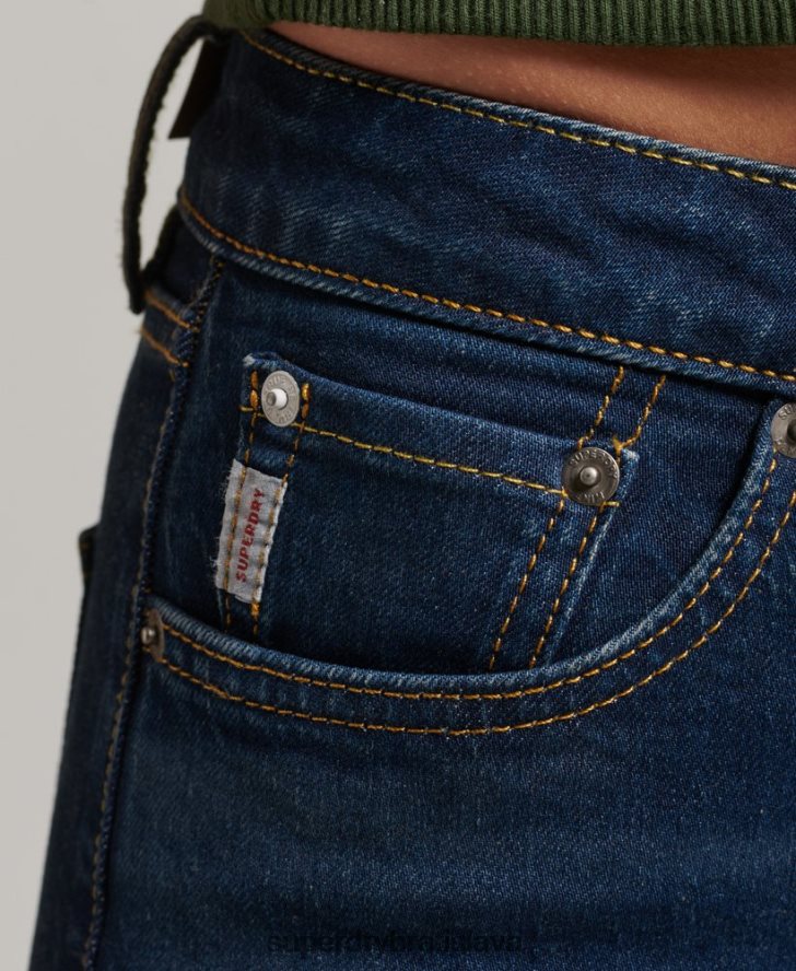 Superdry ženy Slim flare džínsy so stredným vzostupom z organickej bavlny 6B4ZTR3883 oblečenie tmavomodrá