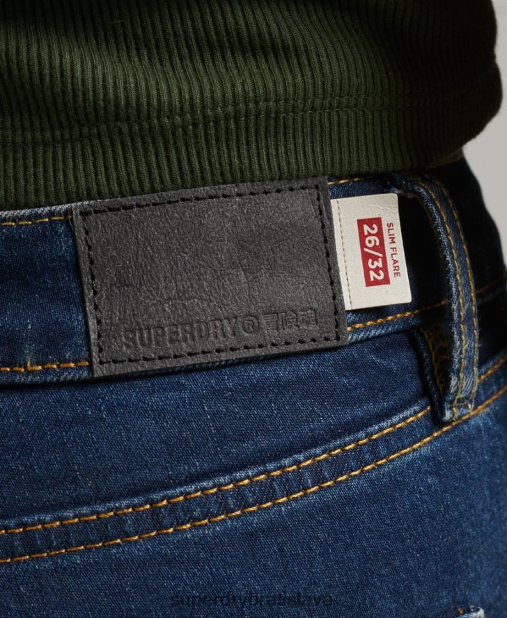 Superdry ženy Slim flare džínsy so stredným vzostupom z organickej bavlny 6B4ZTR3883 oblečenie tmavomodrá