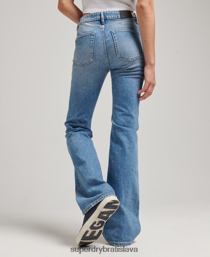 Superdry ženy Slim flare džínsy so stredným vzostupom z organickej bavlny 6B4ZTR3887 oblečenie Modrá