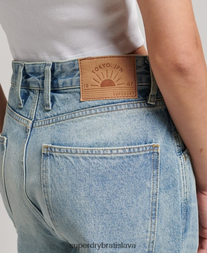 Superdry ženy Vintage carpenter džínsy z organickej bavlny 6B4ZTR3866 oblečenie svetlo modrá