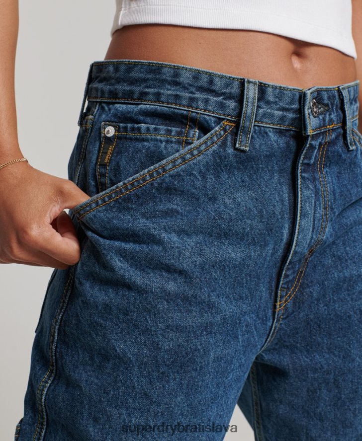 Superdry ženy Vintage carpenter džínsy z organickej bavlny 6B4ZTR3868 oblečenie tmavomodrá
