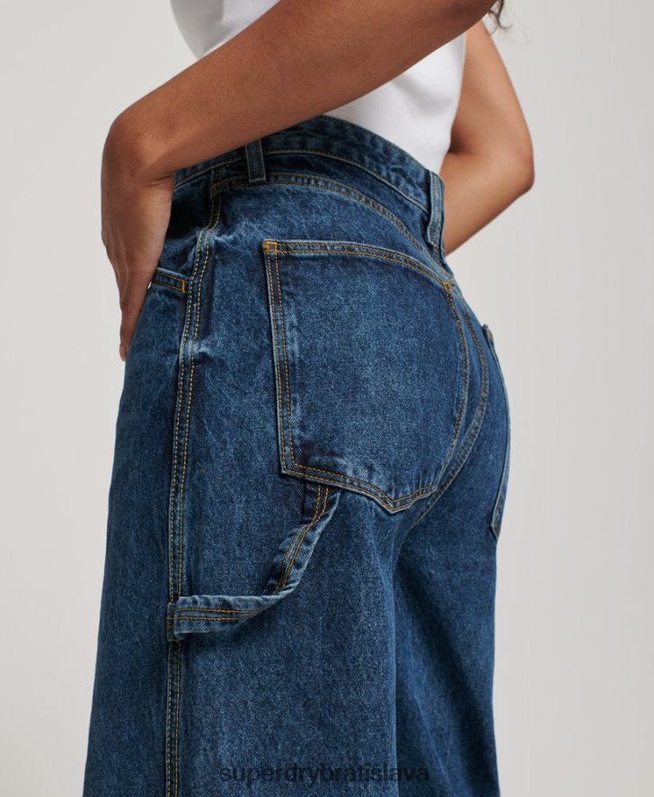Superdry ženy Vintage carpenter džínsy z organickej bavlny 6B4ZTR3868 oblečenie tmavomodrá