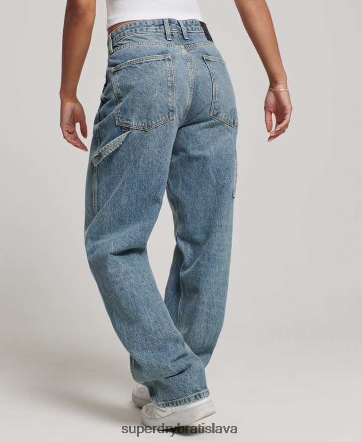 Superdry ženy Vintage carpenter džínsy z organickej bavlny 6B4ZTR3881 oblečenie svetlo modrá