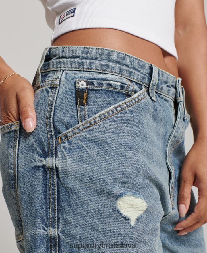 Superdry ženy Vintage carpenter džínsy z organickej bavlny 6B4ZTR3881 oblečenie svetlo modrá