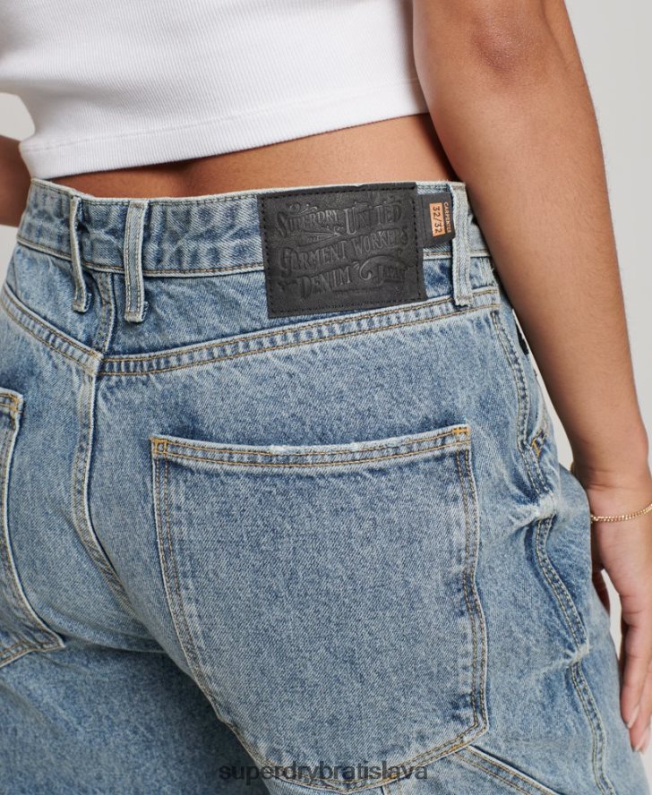 Superdry ženy Vintage carpenter džínsy z organickej bavlny 6B4ZTR3881 oblečenie svetlo modrá