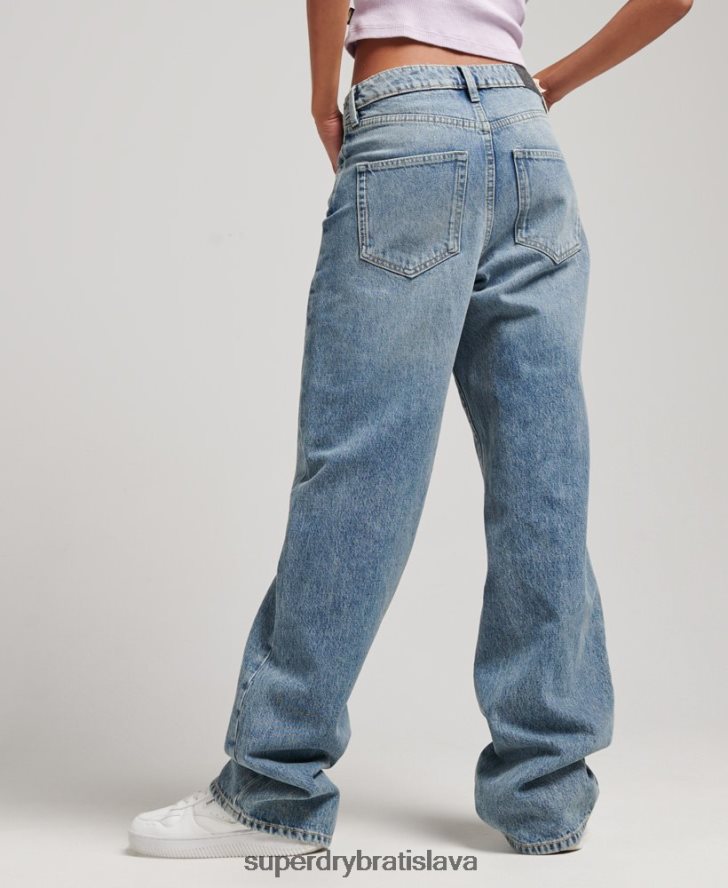 Superdry ženy Široké džínsy z organickej bavlny 6B4ZTR3884 oblečenie svetlo modrá