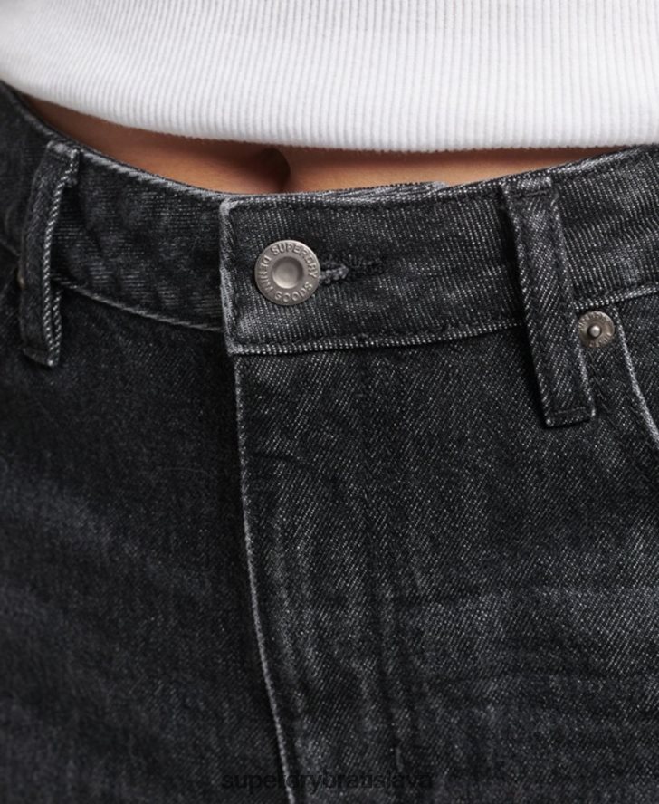 Superdry ženy Široké džínsy z organickej bavlny 6B4ZTR3886 oblečenie čierna