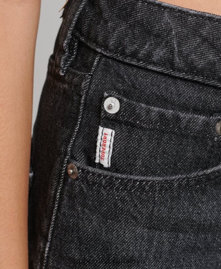 Superdry ženy Široké džínsy z organickej bavlny 6B4ZTR3886 oblečenie čierna