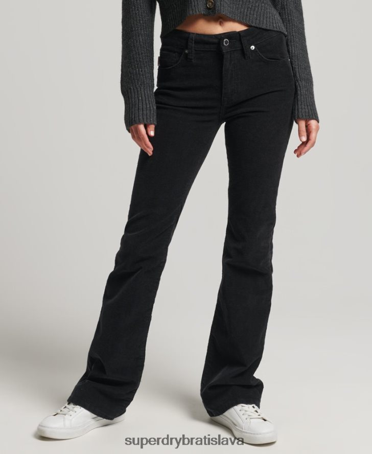 Superdry ženy štíhle flare džínsy so stredným rastom 6B4ZTR2311 oblečenie čierna