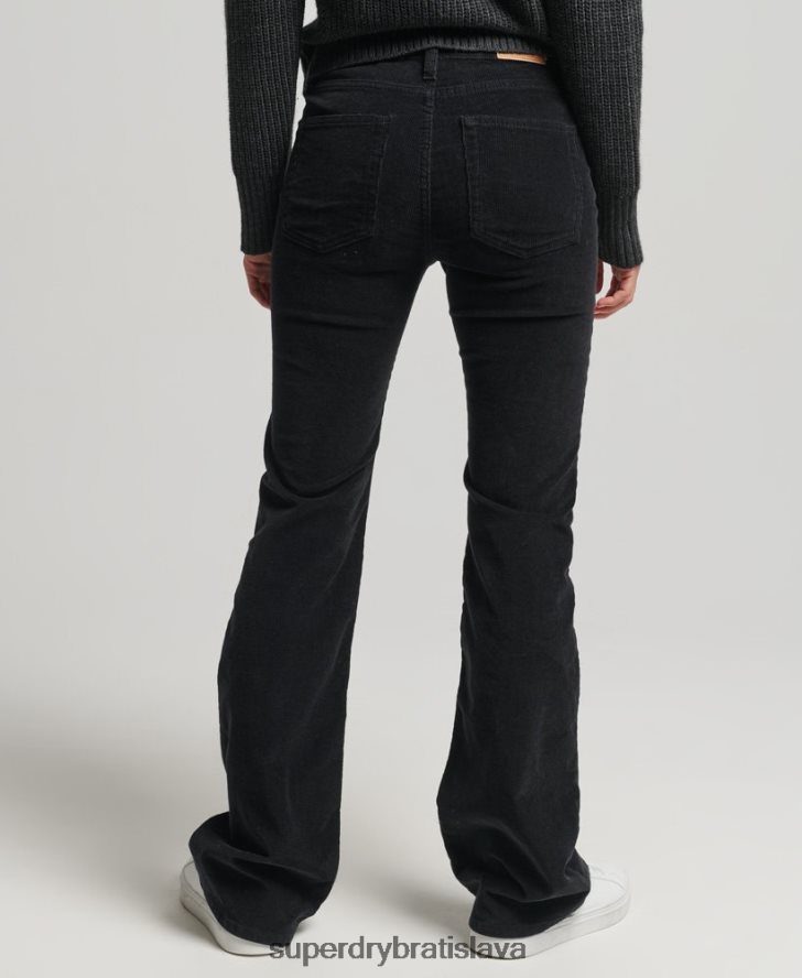 Superdry ženy štíhle flare džínsy so stredným rastom 6B4ZTR2311 oblečenie čierna