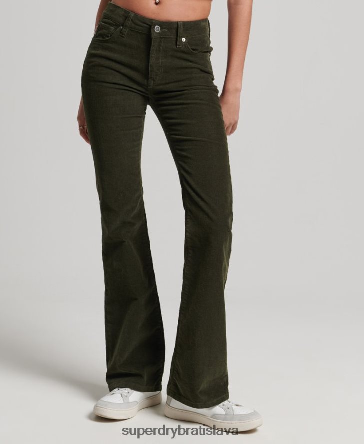 Superdry ženy štíhle flare džínsy so stredným rastom 6B4ZTR2580 oblečenie zelená