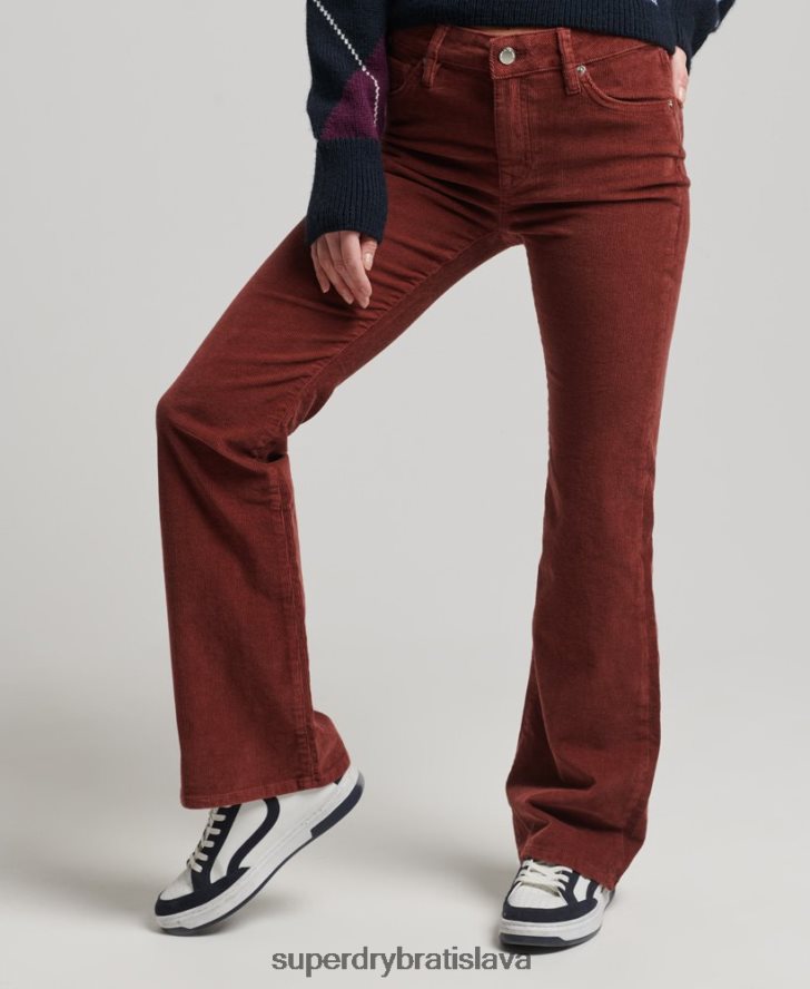 Superdry ženy štíhle flare džínsy so stredným rastom 6B4ZTR2598 oblečenie červená