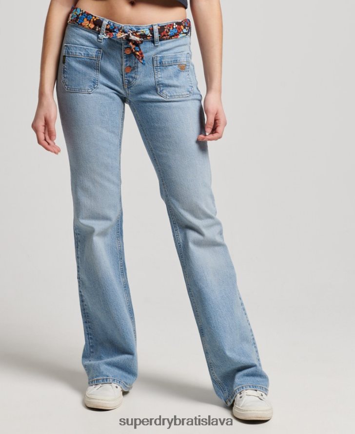 Superdry ženy vintage štíhle flare džínsy z organickej bavlny 6B4ZTR3863 oblečenie Modrá
