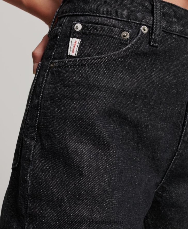 Superdry ženy vysoké rovné džínsy z organickej bavlny 6B4ZTR3864 oblečenie čierna