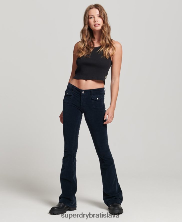 Superdry ženy zamatové džínsy s nízkym rastom 6B4ZTR2572 oblečenie námorníctvo