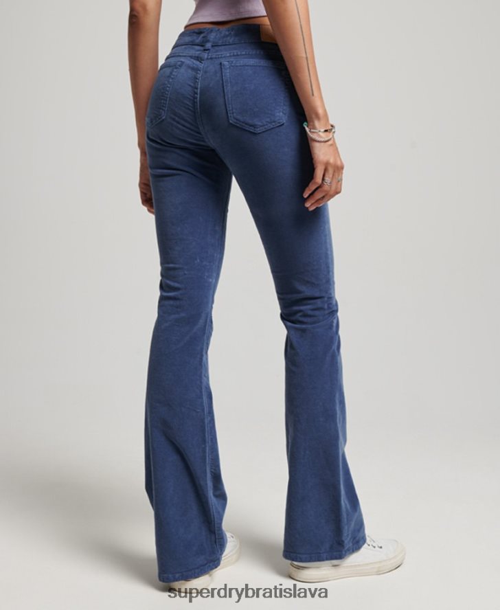 Superdry ženy zamatové džínsy s nízkym rastom 6B4ZTR2585 oblečenie Modrá