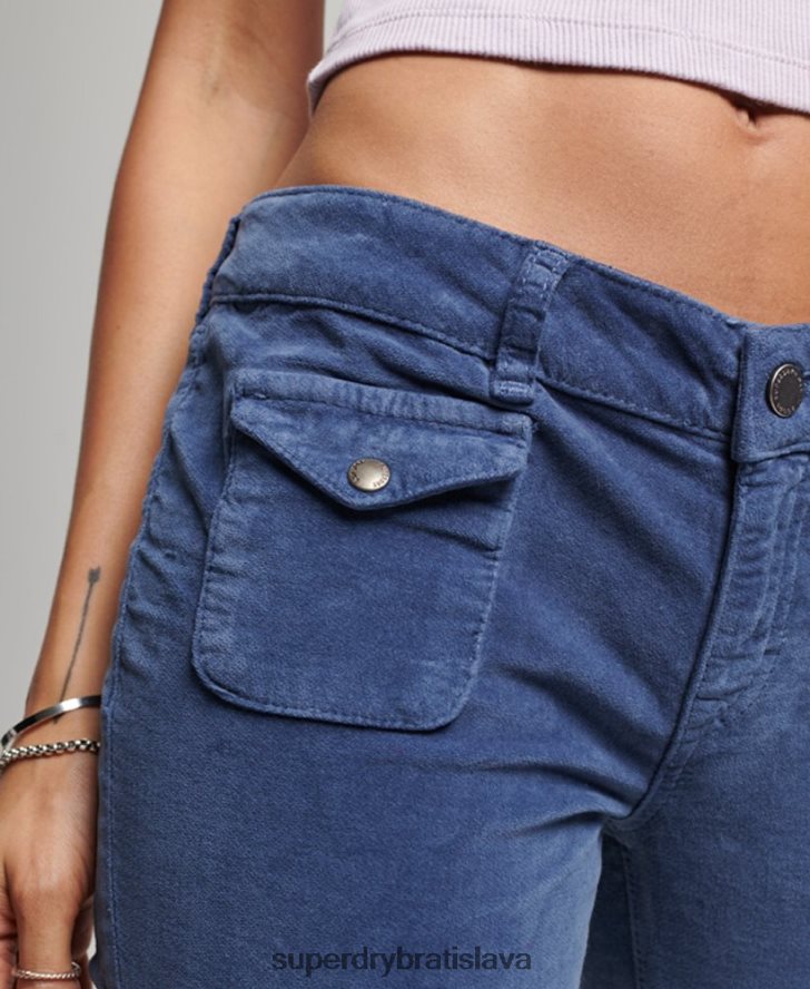 Superdry ženy zamatové džínsy s nízkym rastom 6B4ZTR2585 oblečenie Modrá
