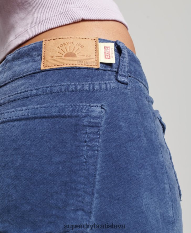 Superdry ženy zamatové džínsy s nízkym rastom 6B4ZTR2585 oblečenie Modrá