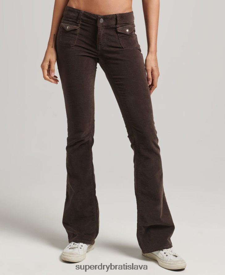 Superdry ženy zamatové džínsy s nízkym rastom 6B4ZTR2588 oblečenie hnedá
