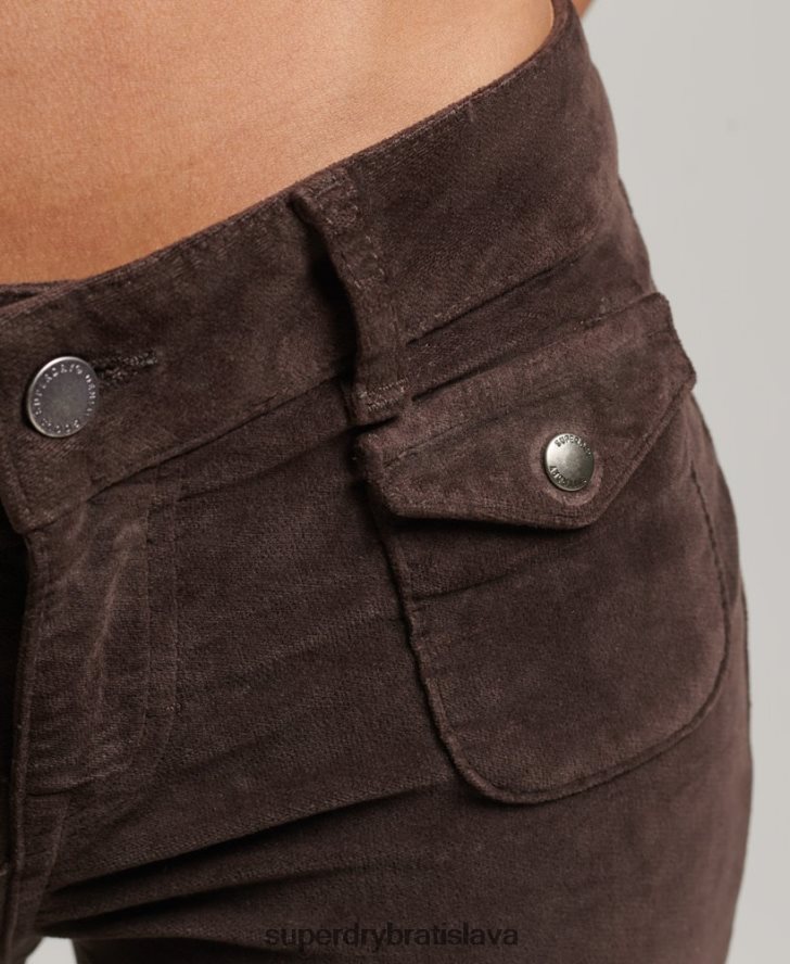 Superdry ženy zamatové džínsy s nízkym rastom 6B4ZTR2588 oblečenie hnedá