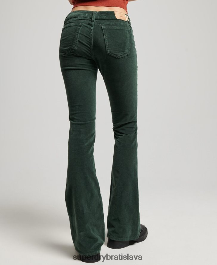 Superdry ženy zamatové džínsy s nízkym rastom 6B4ZTR2597 oblečenie zelená