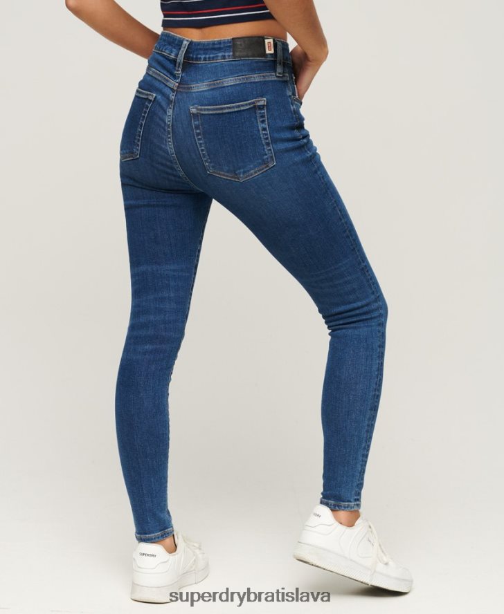 Superdry ženy Úzke džínsové džínsy s vysokým rastom z organickej bavlny 6B4ZTR3873 oblečenie tmavomodrá