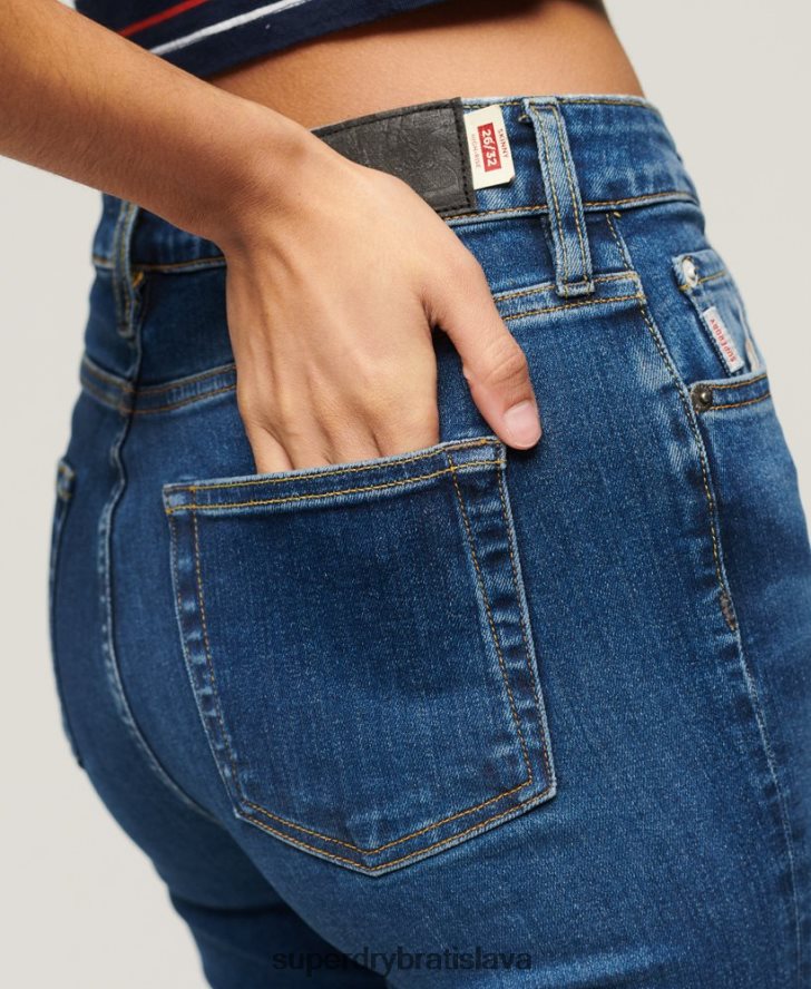 Superdry ženy Úzke džínsové džínsy s vysokým rastom z organickej bavlny 6B4ZTR3873 oblečenie tmavomodrá