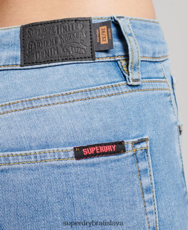 Superdry ženy Úzke džínsové džínsy s vysokým rastom z organickej bavlny 6B4ZTR3878 oblečenie svetlo modrá