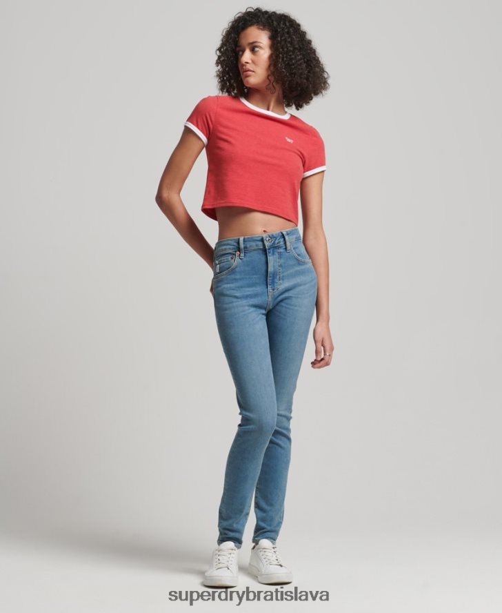 Superdry ženy Úzke džínsové džínsy s vysokým rastom z organickej bavlny 6B4ZTR3880 oblečenie Modrá