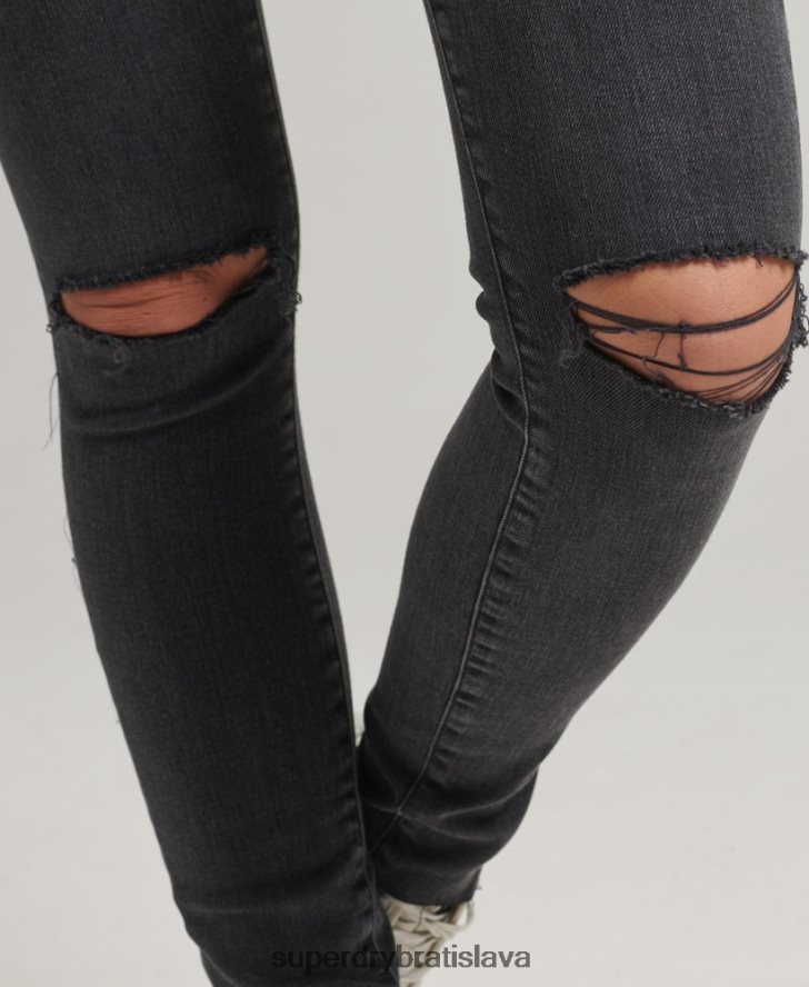 Superdry ženy Úzke džínsové džínsy s vysokým rastom z organickej bavlny 6B4ZTR3889 oblečenie čierna