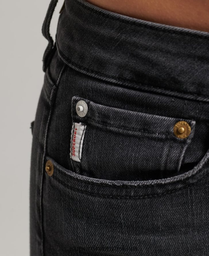 Superdry ženy Úzke džínsové džínsy s vysokým rastom z organickej bavlny 6B4ZTR3889 oblečenie čierna