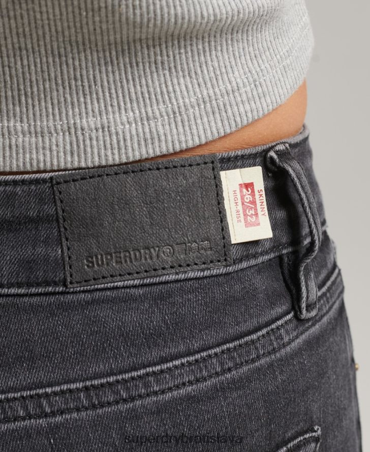 Superdry ženy Úzke džínsové džínsy s vysokým rastom z organickej bavlny 6B4ZTR3889 oblečenie čierna