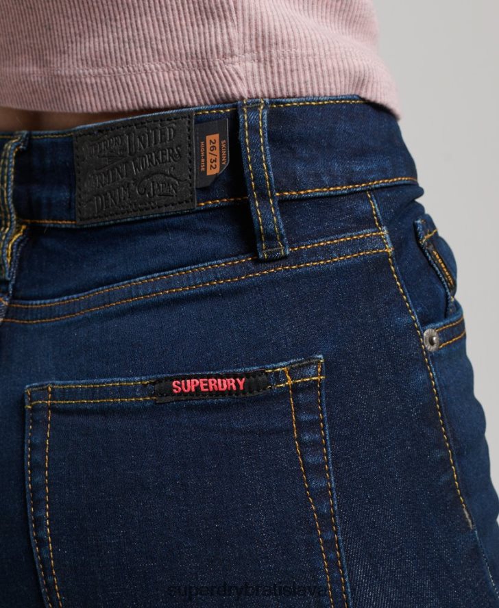 Superdry ženy Úzke džínsové džínsy s vysokým rastom z organickej bavlny 6B4ZTR3891 oblečenie tmavomodrá