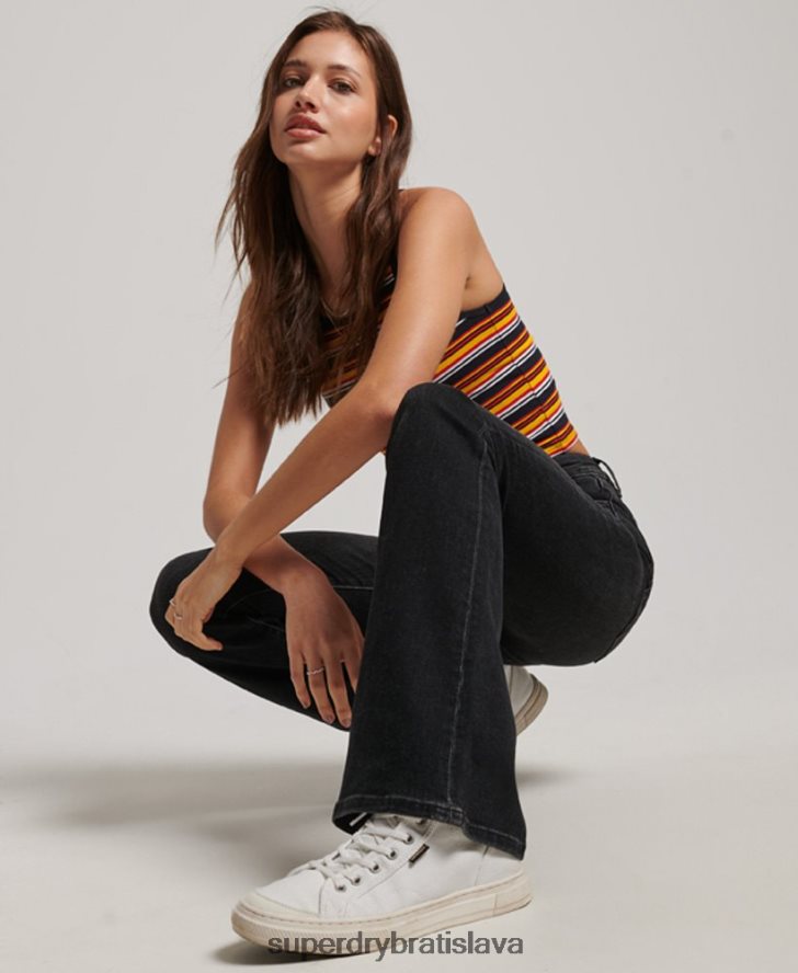 Superdry ženy úzke džínsy s vysokým pásom z organickej bavlny 6B4ZTR3867 oblečenie tmavošedý
